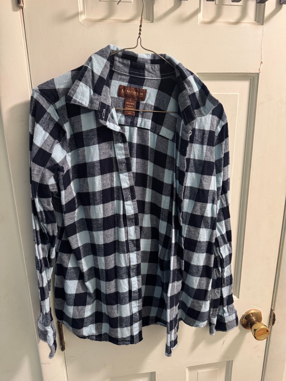 Women’s Light Blue & Black Plaid Button-Down Shirt